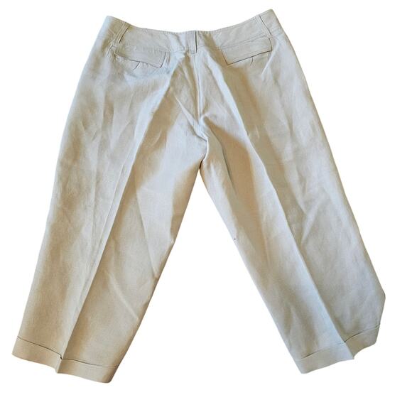 Larry Levine Petite Beige Linen Capri Dress Pants Trousers Size 12P - Picture 4 of 7